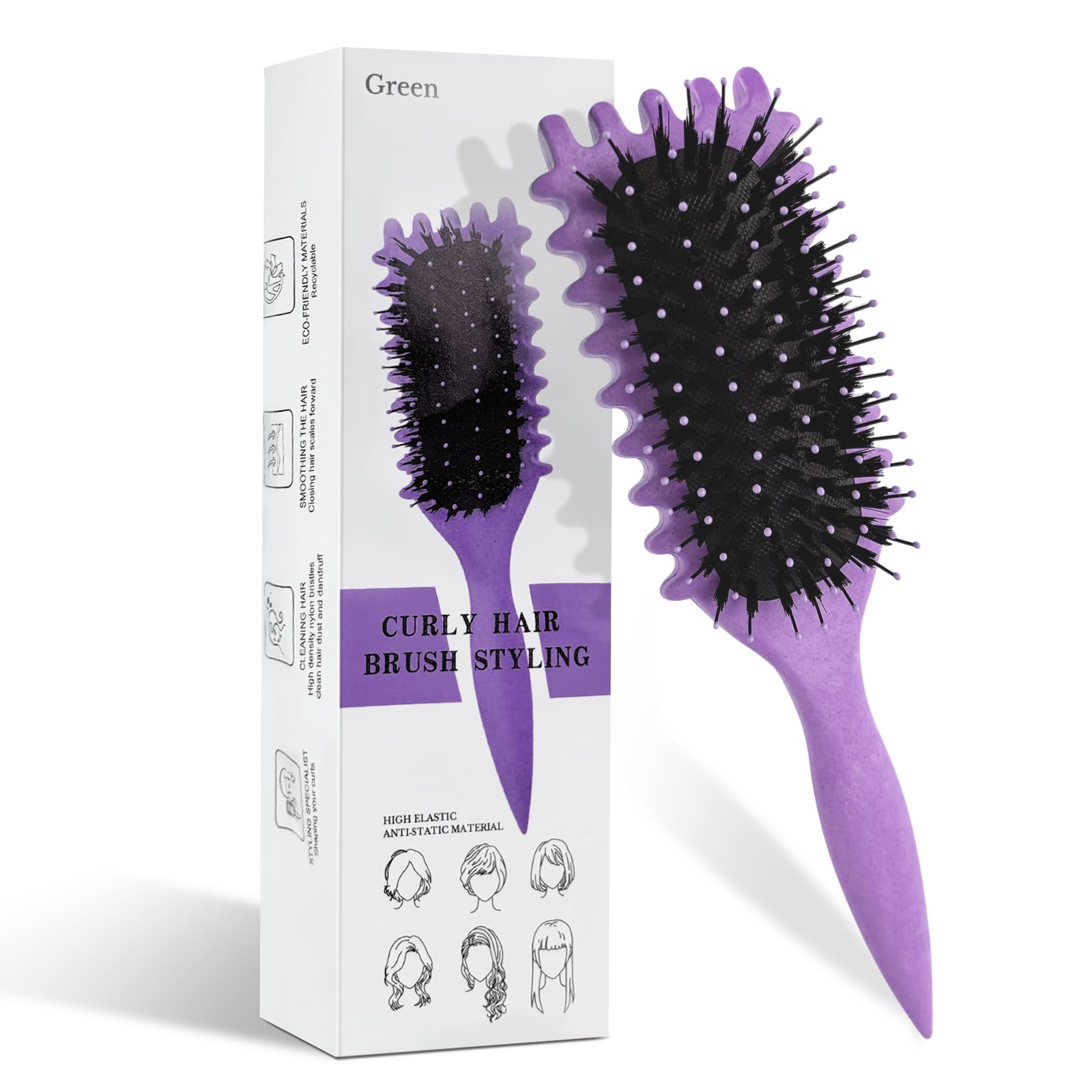 CNMTCCO Curl Brush Szczotka do łączenia i kształtowania włosów, szczotka do dzika, do rozczesywania dla kobiet (fioletowa)