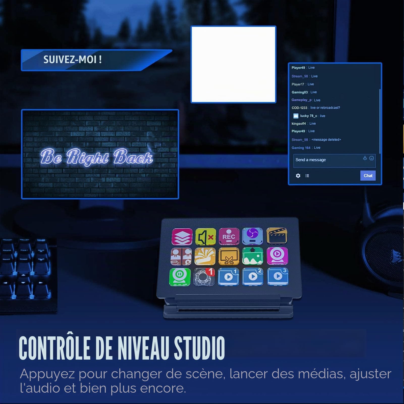 Clavier LCD personnalisé, Contrôleur de Studio, 15 Touches Macro pour Déclencher des Actions dans Les Applications et Logiciels, pour PC, pour Twitch, pour Youtube
