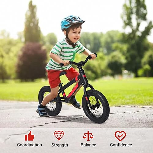 Miniatura 4 de Bicicleta de equilibrio de 12 pulgadas para niños de 2 a 5 años, ligera, sin pedales, bicicleta de juguete para niños con asiento y manubrio