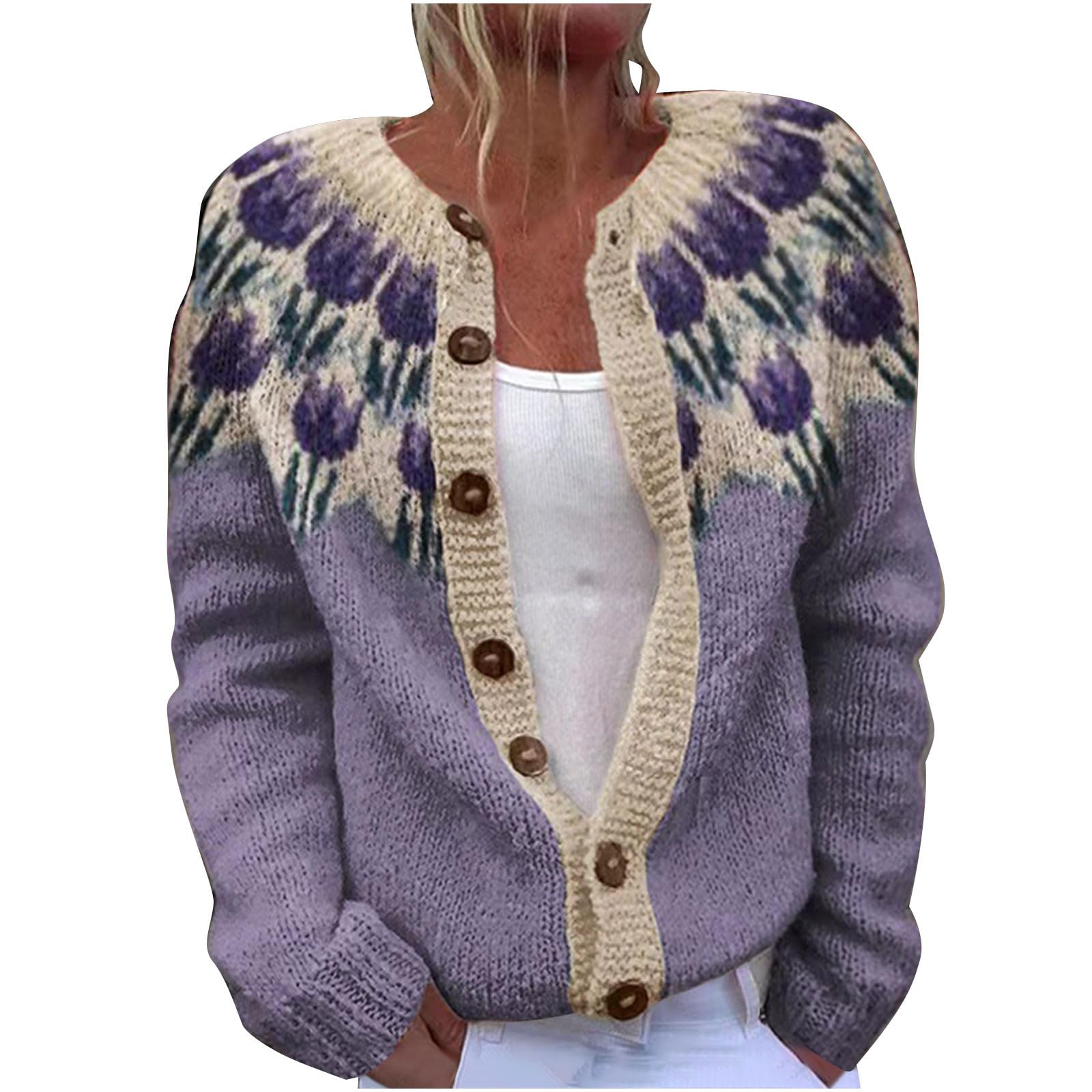 Chunky Cardigan Sweaters for Women Knitted Open Front Sweater Graphic Button Down Cardigans Fashion Winter Outfits
