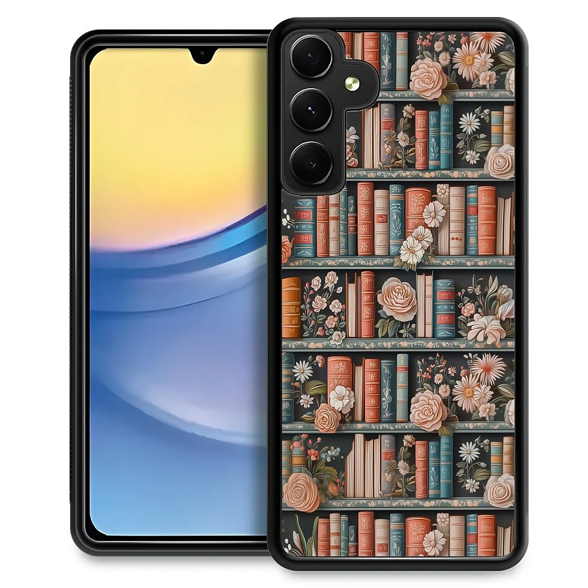 DAIZAG Compatible with Samsung Galaxy A15 Case,Flower Bookshelf Slim Scratchproof Anti-Drop Pattarn Design for Boys Girls Protective Shell Case for