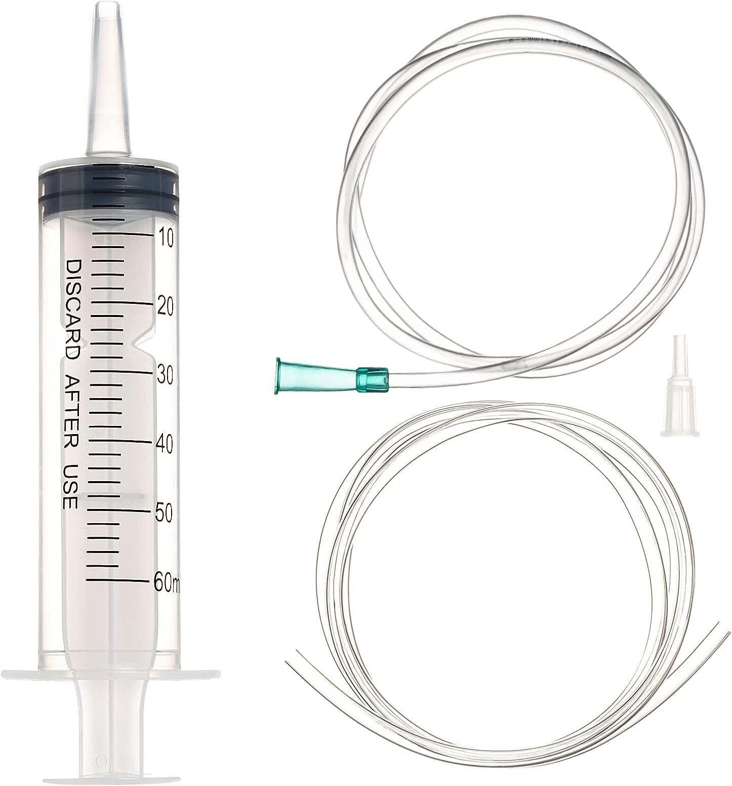 SHAOTONG 60ml Syringe with 40 Inch Tube and Tip Adapter, for Feeding Pets, Liquid Refilling, Drawing Oil Fluid