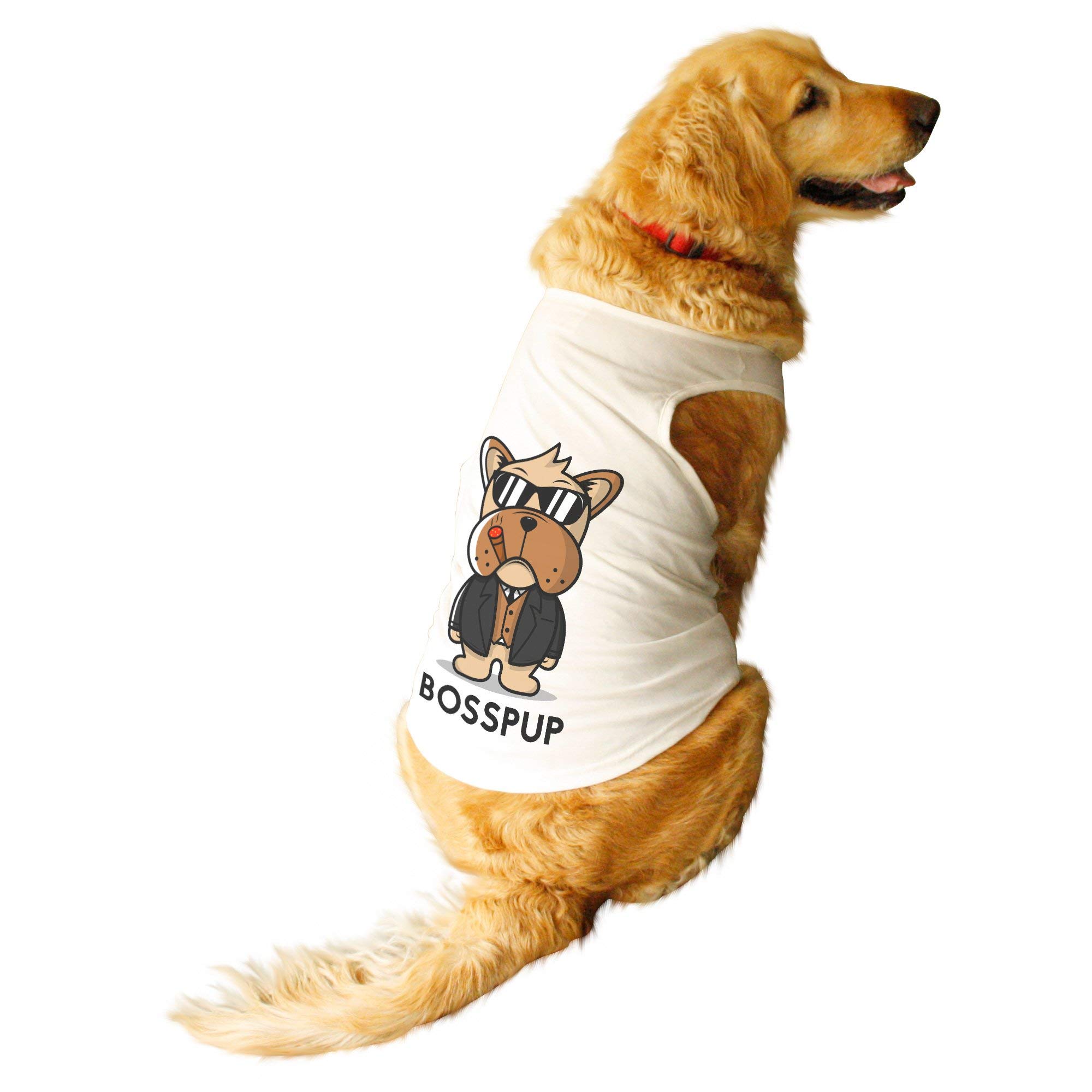 Ruse. Pet Bosspup Round Neck Sleeveless Vest Tank T-Shirt/Tees for Dog Clothes Summer Apparel./Medium (Chubby Pugs, Beagle etc.) (B07QDDTW7K) Amazon Price History, Amazon Price Tracker