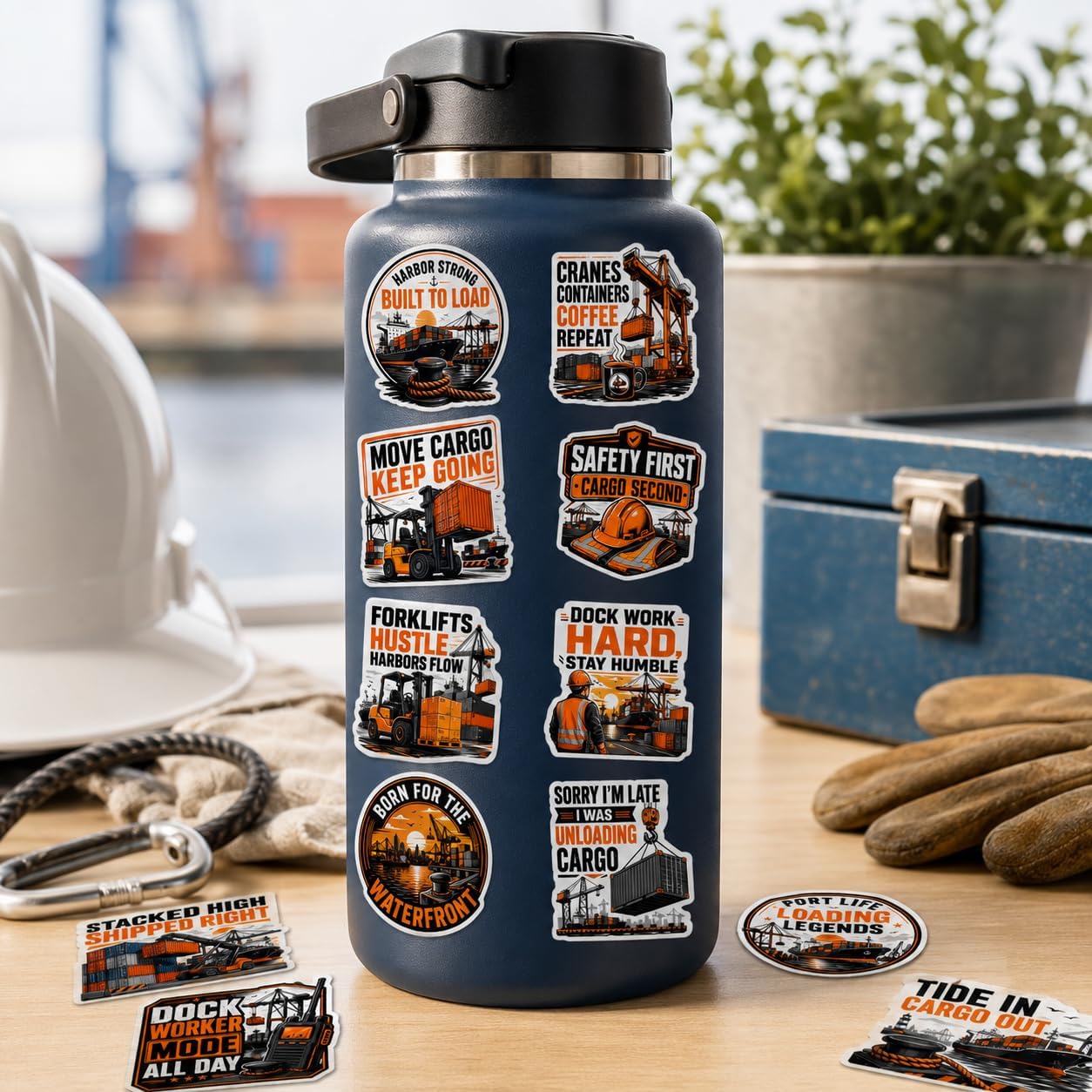 12pcs Funny Dock Worker Stickers, Cargo Shipping Stickers Gifts 3" image 5