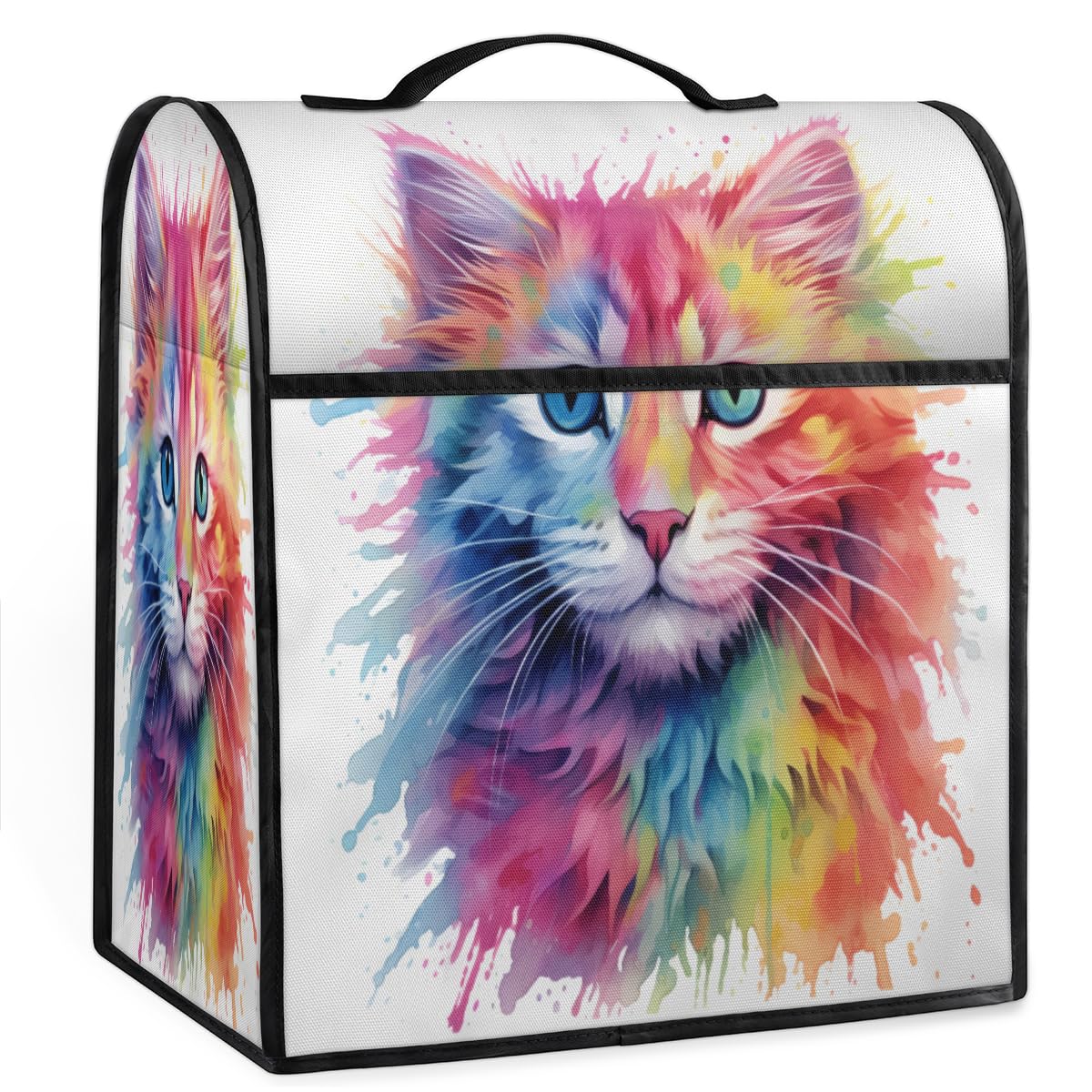 Coffee Maker Cover Watercolor Cat Kitchen Appliance Covers Small Appliance Covers Blender Cover Juicer Cover Dust Covers for Kitchen Appliances with Top Handle and Pockets,Washable,C358