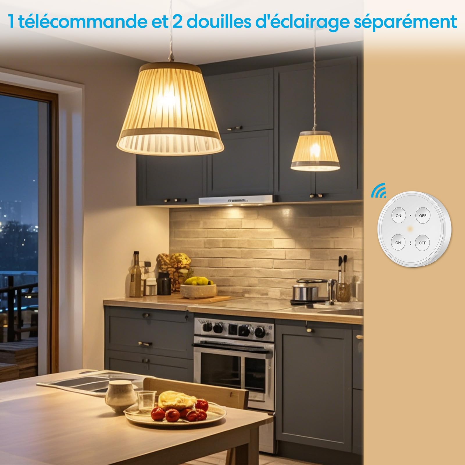 LoraTap Kit Interrupteur Sans Fil, 2x Douilles E27 1x Télécommande, Récepteur Contrôle 30W, Portée 200M, Culot Emetteur (Inclus), Commande à Distance Sans Fil ON/OFF Pour Ampoule E27