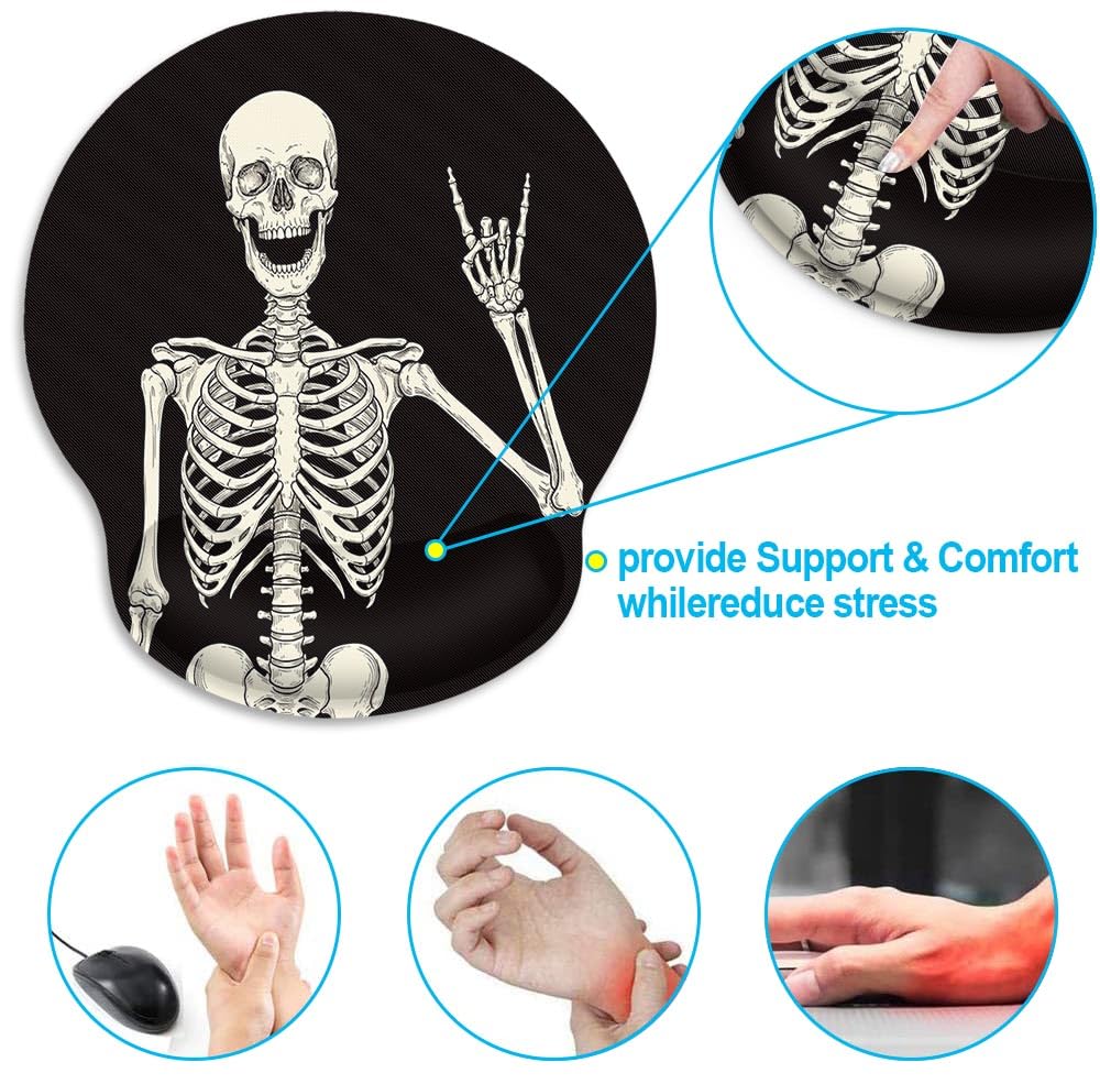 Britimes Ergonomic Mouse Pad with Wrist Support, Skull Skeleton — Amazon image 3
