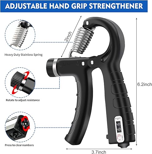 Miniatura 8 de SOUFORCE Kit de fortalecimiento de agarre de mano (paquete de 7), entrenador de fuerza de agarre ajustable, entrenador de entrenamiento de