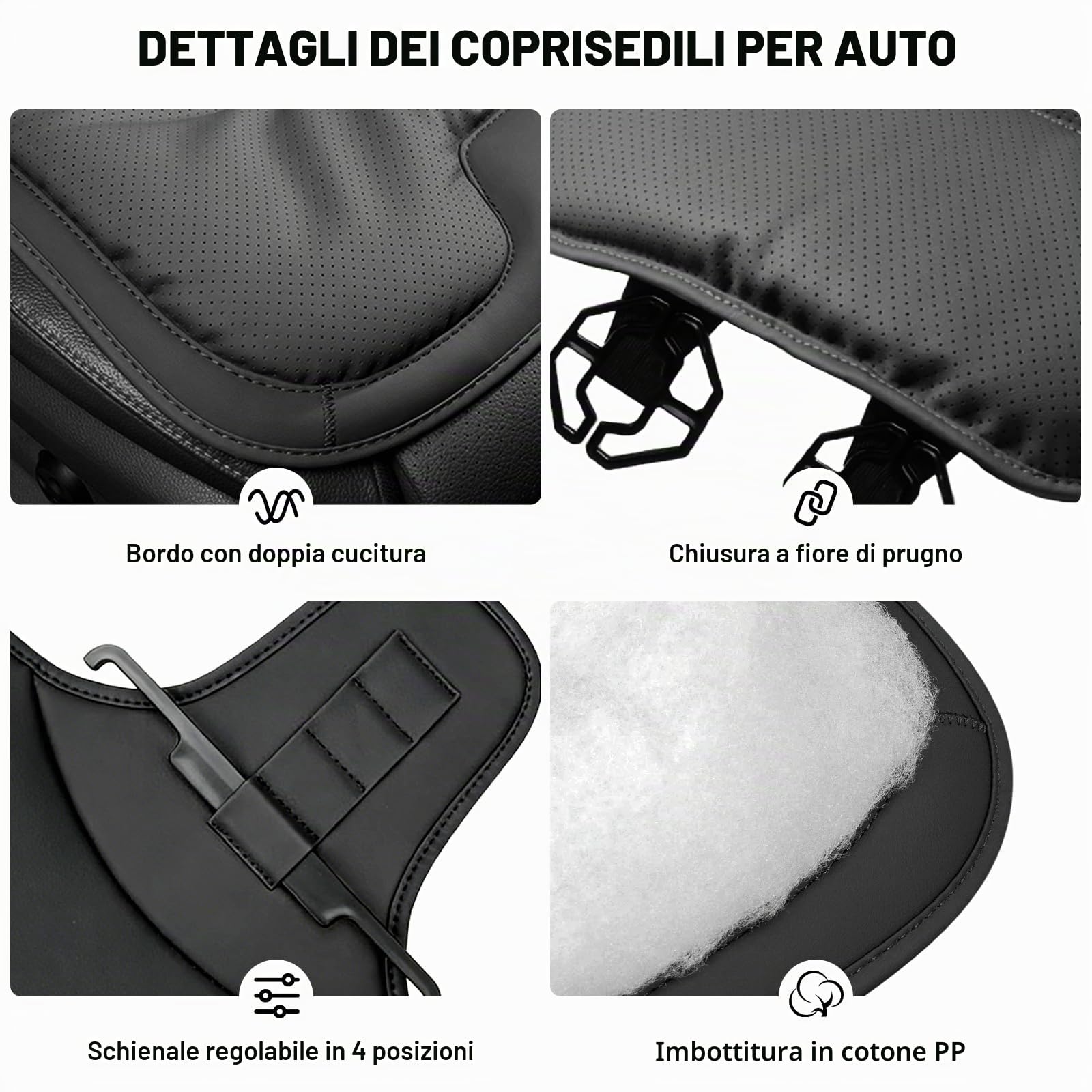 Cuscino per Sedile Auto Personalizzato con Supporto per Schiena, Logo Personalizzabile, Imbottitura Morbida in Cotone PP