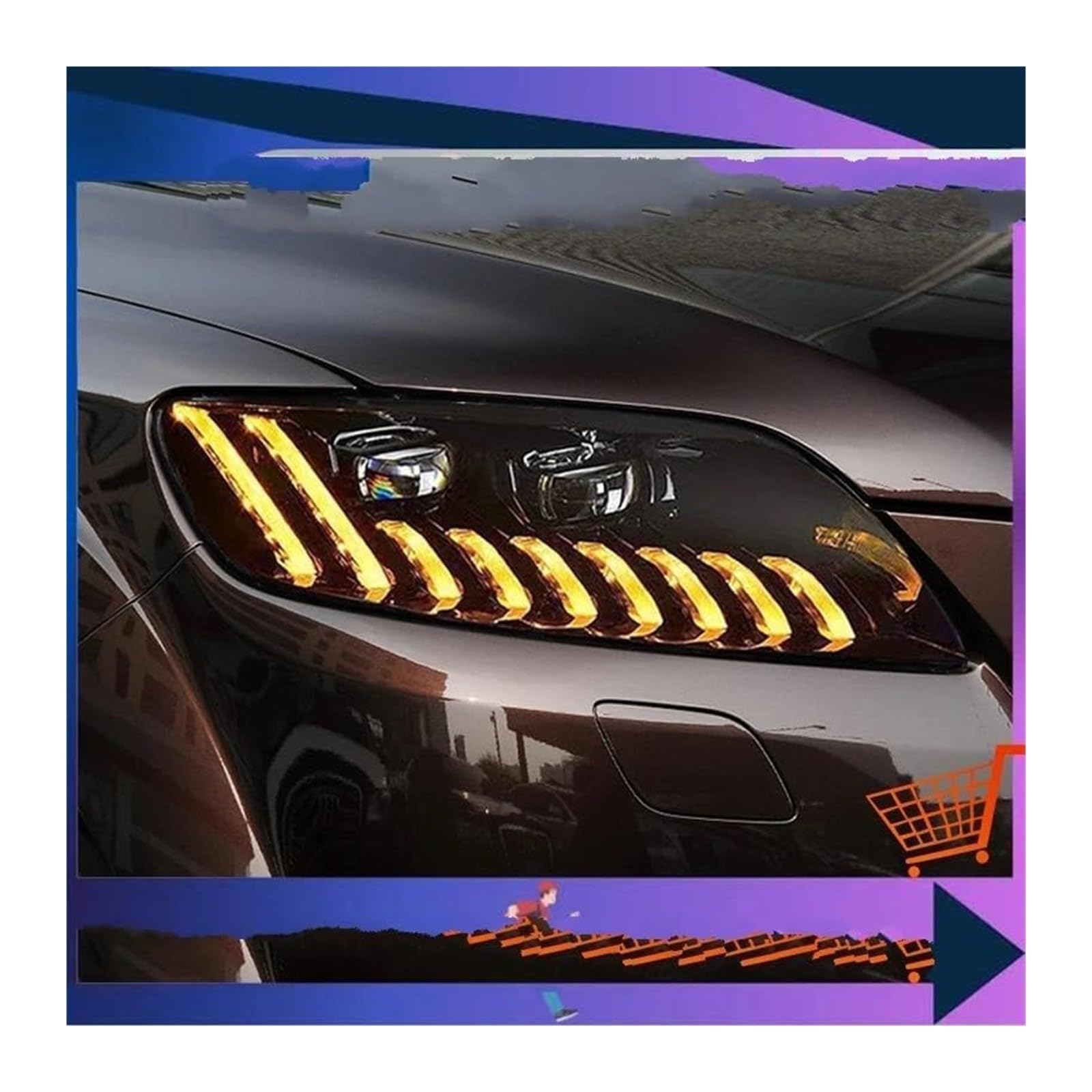 Dynamiczny kierunkowskaz dla Q7 2006-2015 reflektor przedni modyfikowany obiektyw DRL dynamiczny kierunkowskaz zespół reflektorów samochodowych zestaw lampy do jazdy