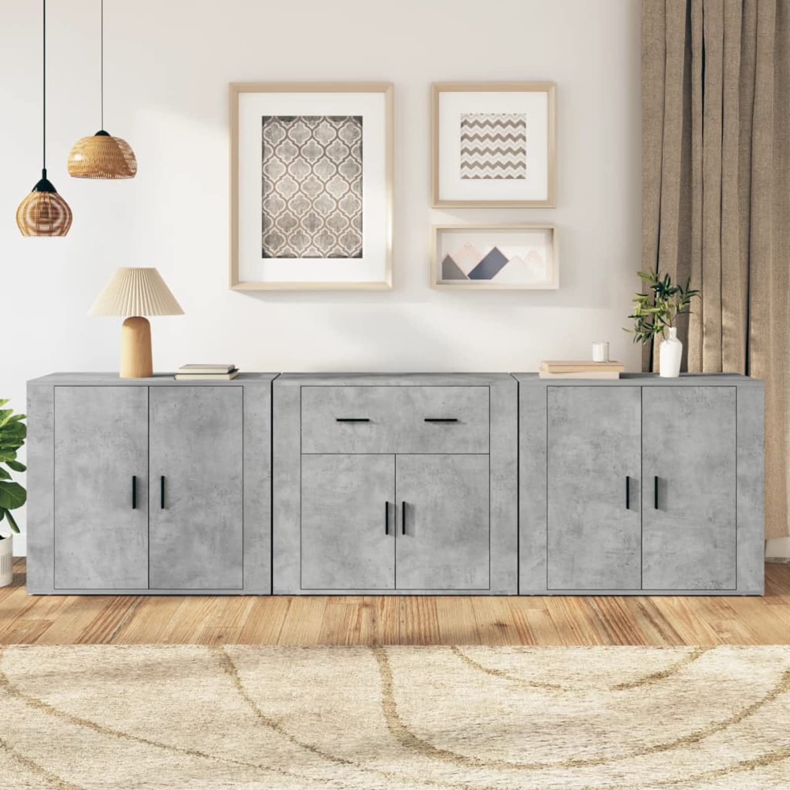 Yolola Sideboard 3 STK Lang - Kommode Holz für Wohnzimmer und Küche