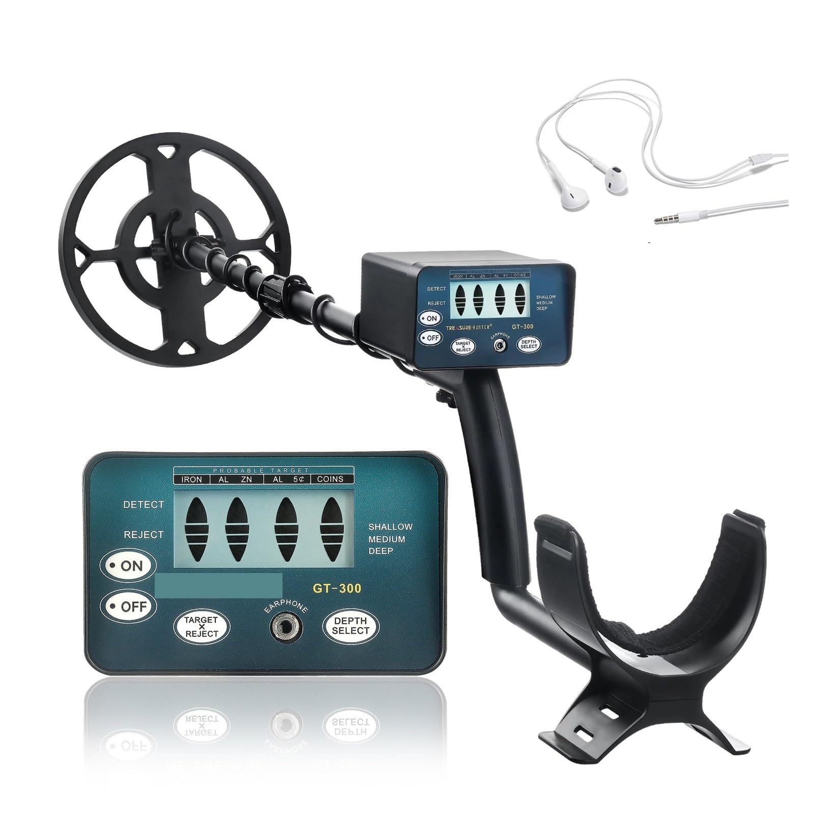 Metal Detector, Metal Detector Waterproof Detector De Metales Profesional Pinpointing for Treasure Search Underground Gold Iron(GT300-2)
