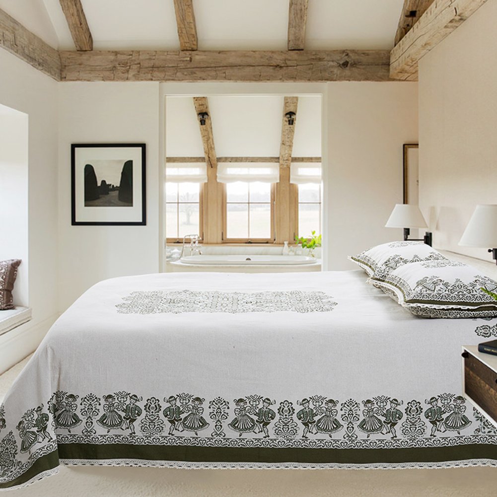 Linge en gros coton style national imprimé feuilles pour chambre cosy