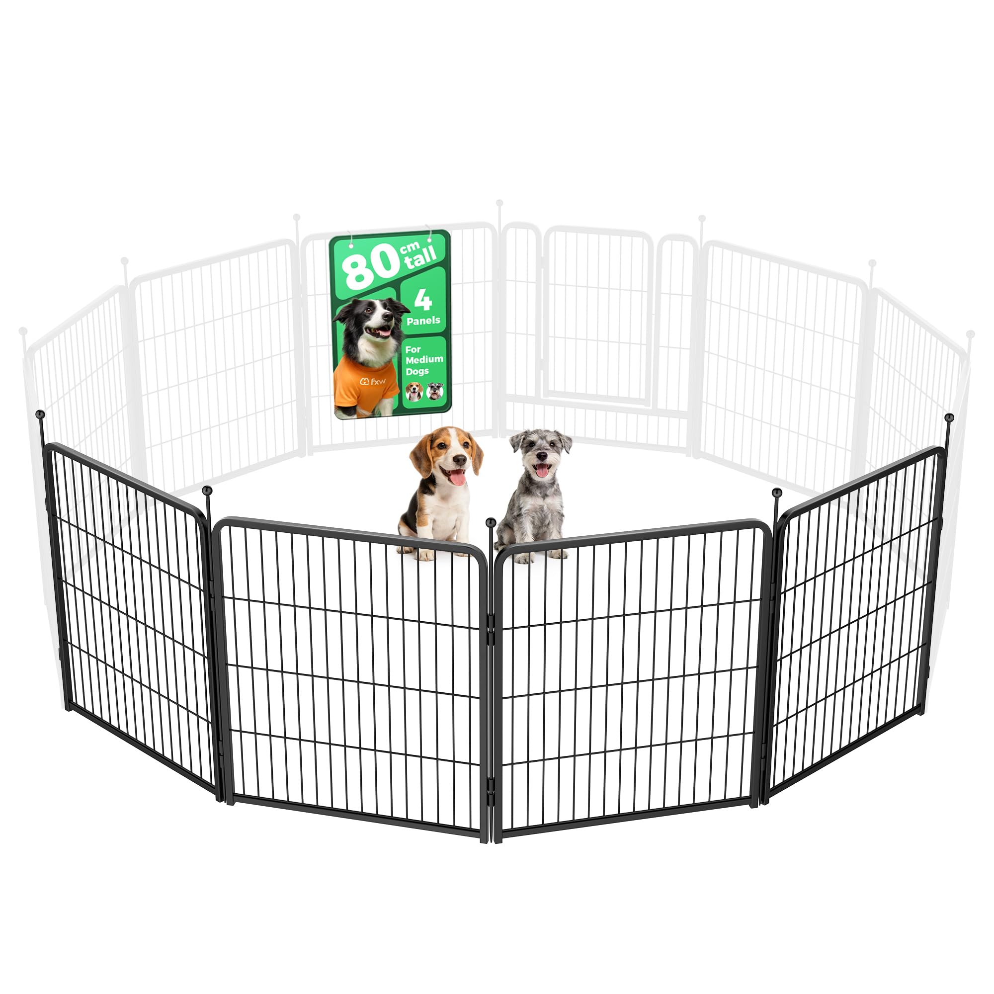 FXW Dog Playpen for Yard, RV Camping, 80cm 4 Panels for Small and Medium Dogs│Patented