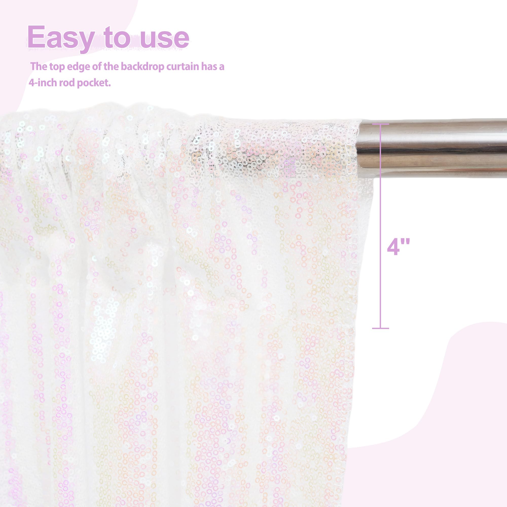 Sequin Backdrop 183x243cm Iridescent Shinny Sequin Photography Backdrop Party Prom Wedding Youtobe Banquet Photo Background (6x8 feet) — view 3