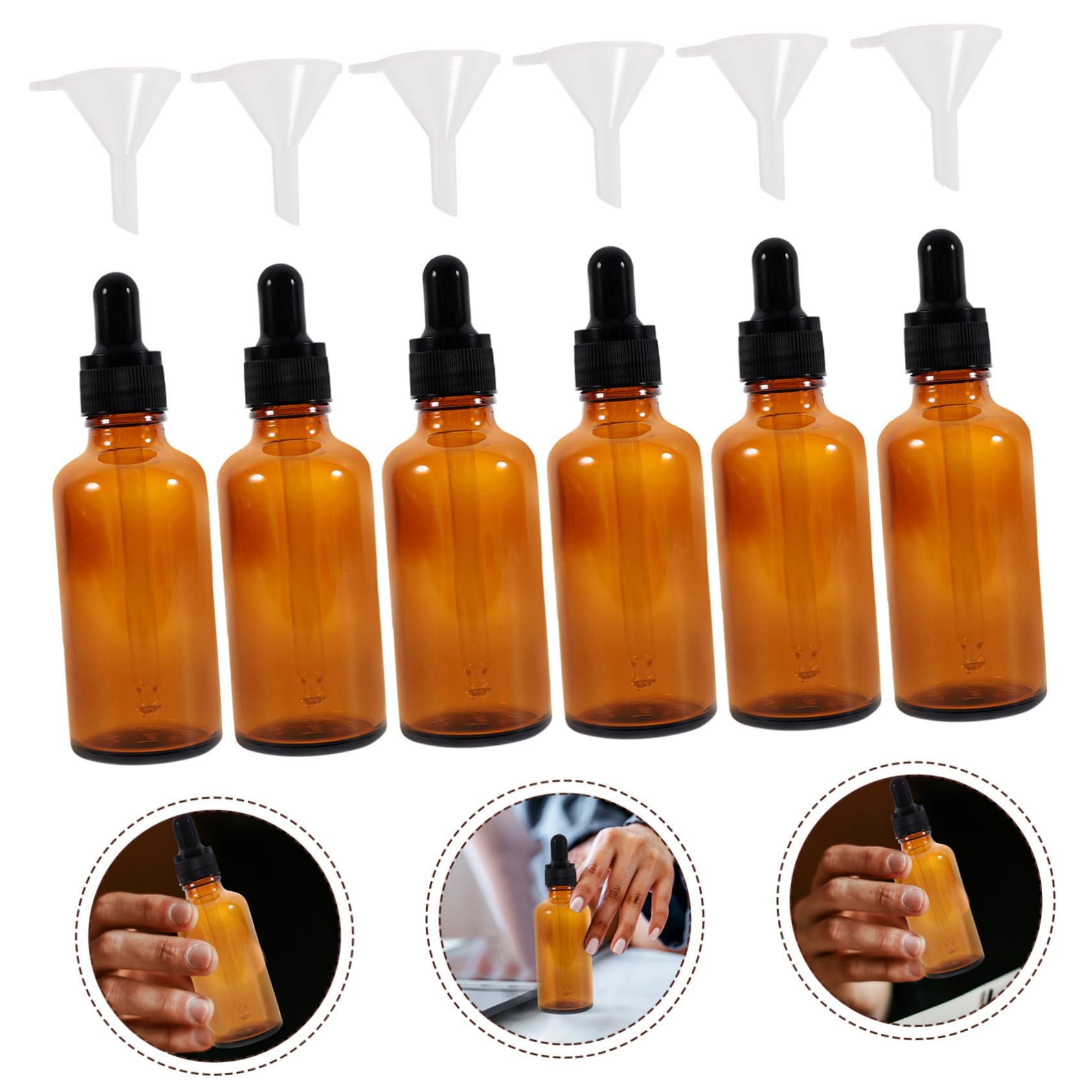 minkissy 6stücke Glas Tropfflasche für Ätherische Öle Kleine Leere Fläschchen mit Pipette für Parfums und Reise-sets Kompakte für Handtasche