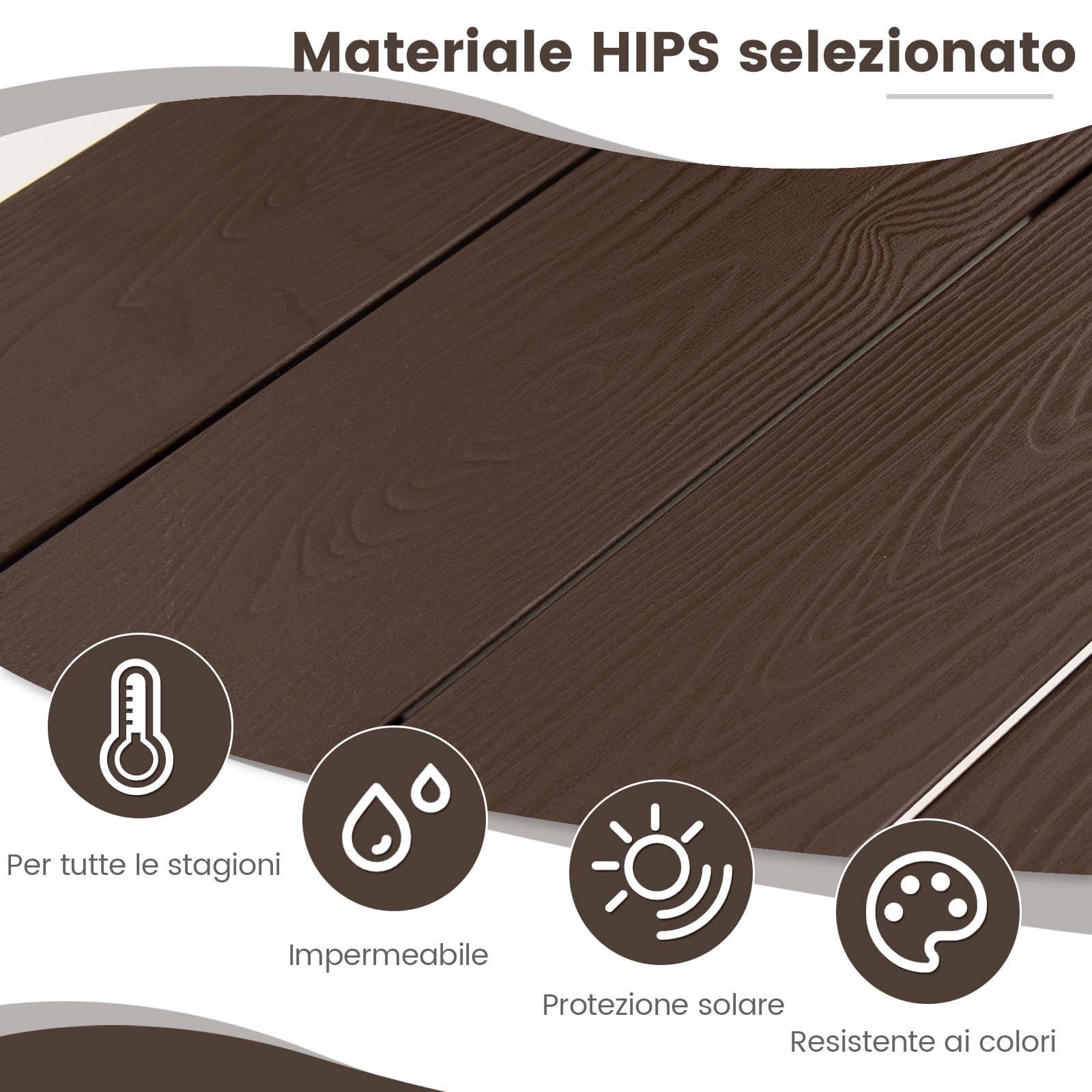 COSTWAY Tavolino Pieghevole da Balcone, Regolabile in Altezza, Tavolo da Appendere Adatto a Ringhiera da 3-15 cm, 62,5x60x84 cm, per Giardino Esterno Terrazzo (Marrone)