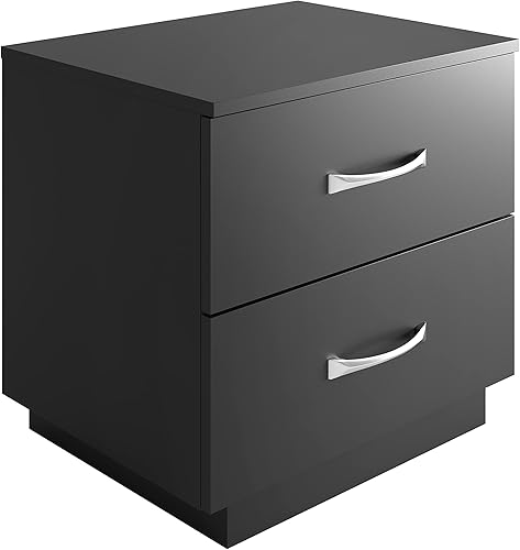 Miniatura 3 de Boyd Sleep Mesita de noche para dormitorio: Hamilton Almacenamiento de dos cajones con base de pedestal, negro Negro,Negro/blanco,Blanco,Barnwood