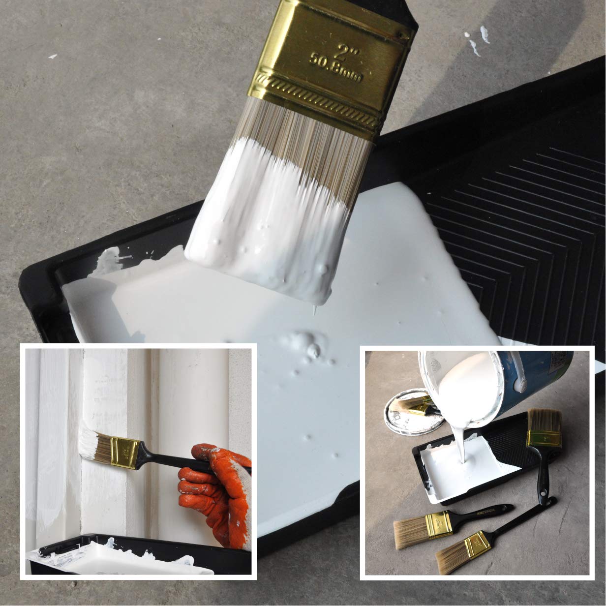 Great Andrew Set di 5 pennelli multiuso di grande valore (3,5 pollici 1,5 pollici 1,5 angoli SASH 1,5 pollici), pennelli da pittura, set di pennelli per recinzioni di mobili e finiture da parete
