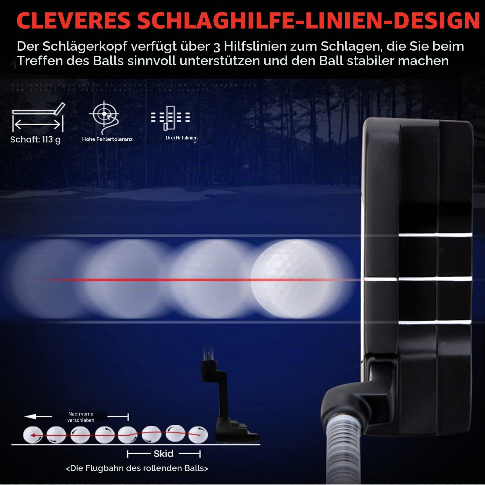PGM Golf Putter - Blade Putters for Men & Women - Easy Flop Shots – Legal for Tournament Play- Right Handed