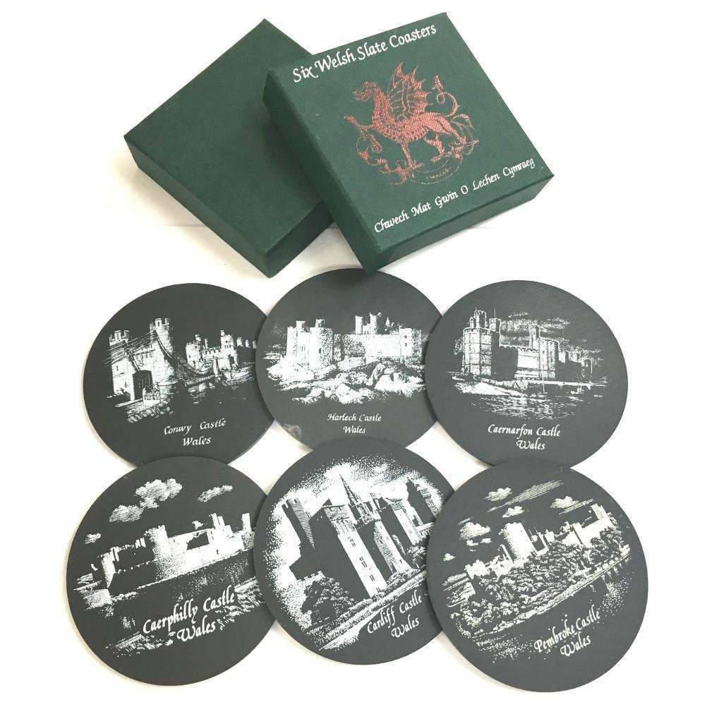 Welsh Slate Castles of Wales 6pc Coaster Set [OTK]