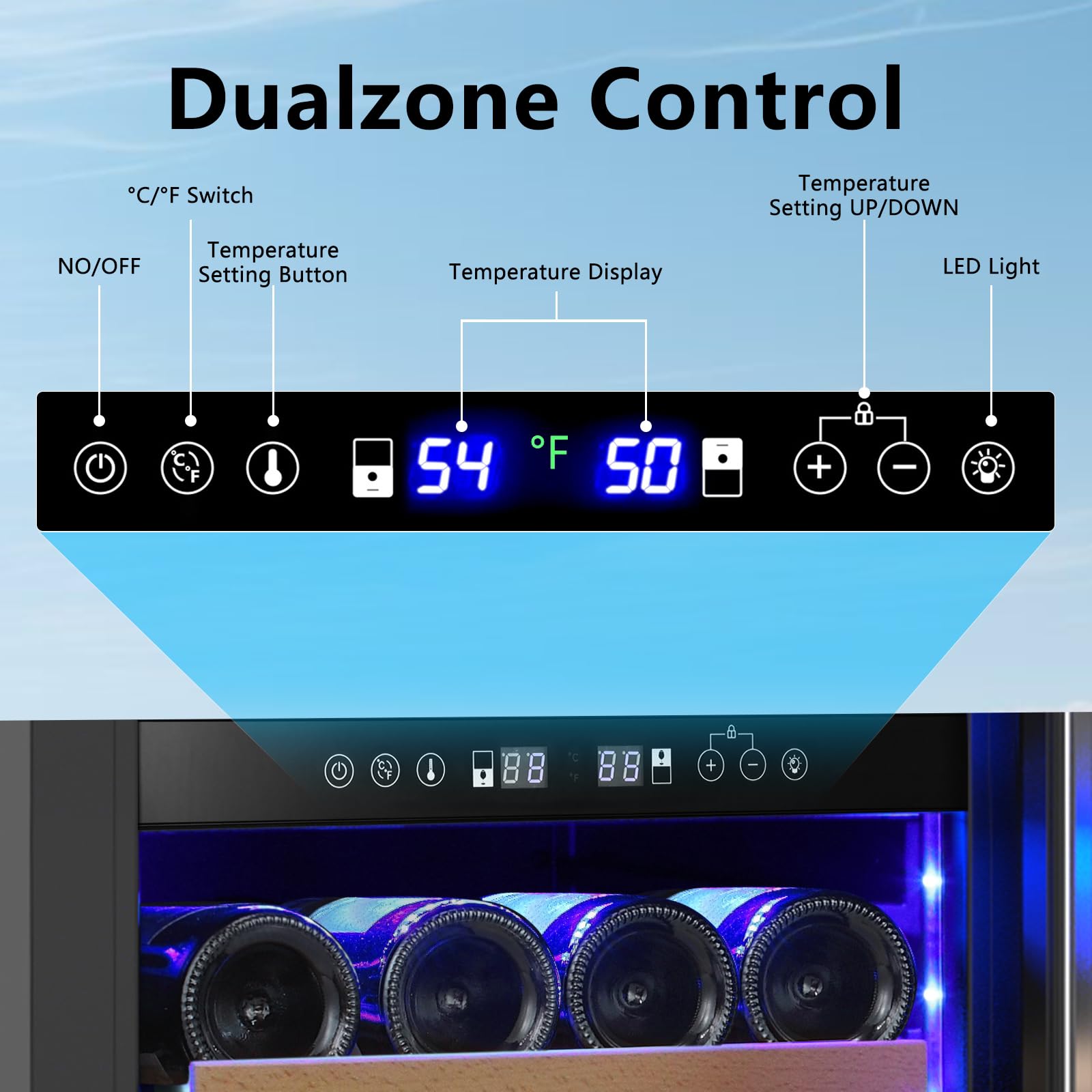 Antarctic Star 385L Wine Cellar Under Counter Built-in Beverage Cooler Mini Fridge Clear Glass Door Digital Memory Temperature Control, Beer Soda LED Light Safety Lock Quiet Operation on Fridge.com