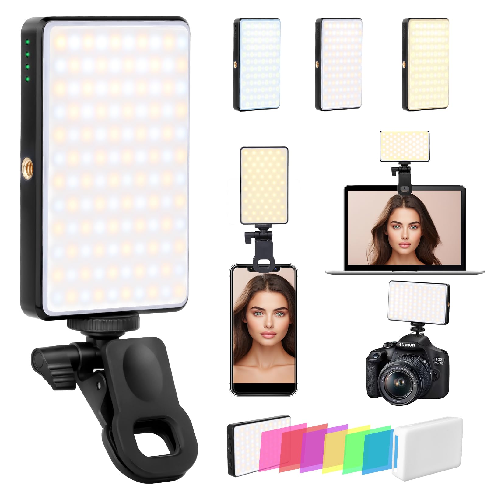 120 LED Phone Light – Selfie & Light for iPhone/iPad/Camera – 5000 mAh Rechargeable Portable with 3 Lighting Modes & 6 Filters – Aeglemana Selfie for Tablet, Vlog, TikTok & Video