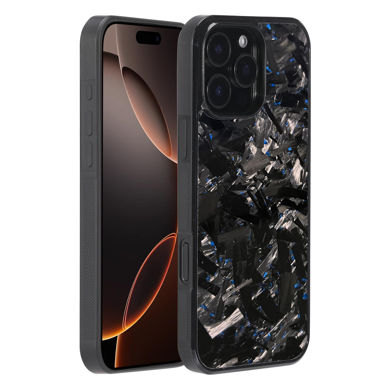 molzar Grip Series for iPhone 16 Pro Max Case with Real Forged Carbon Fiber, Grippy Edges Design, Works with Qi-Certified Chargers, Compatible with