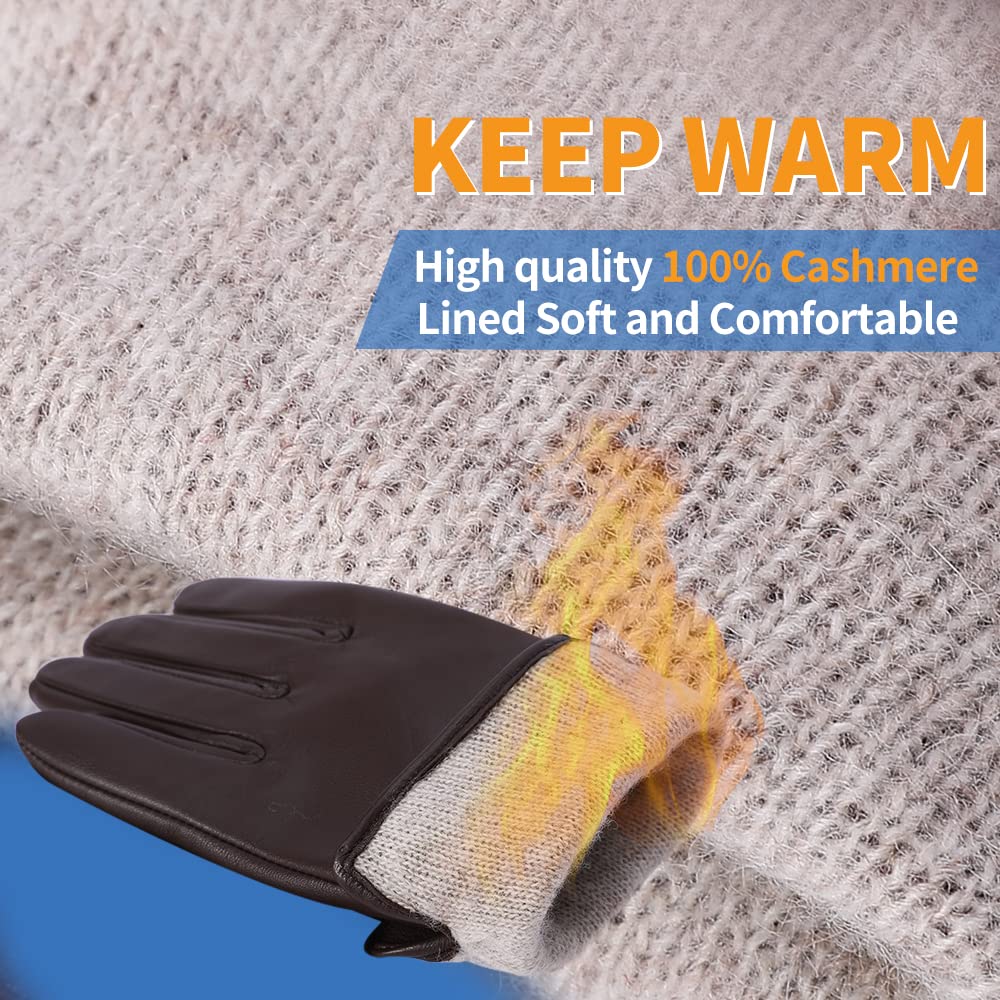 MGGMOKAY Guanti invernali in pelle per donna Guanti da guida in pelle di pecora con touch screen foderati in cashmere caldo