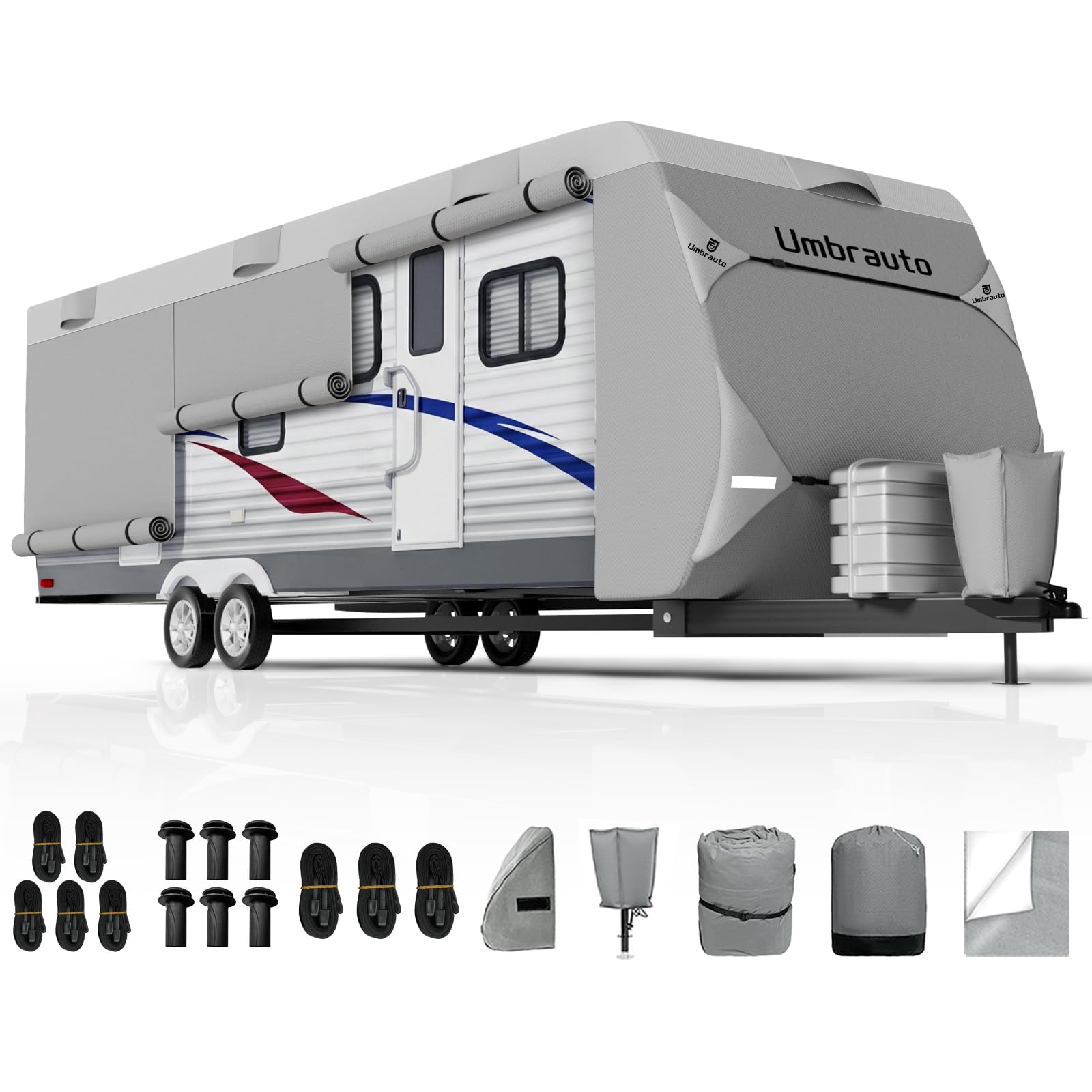 Umbrauto Travel Trailer RV Cover 24-27ft: 9-Layer Waterproof Camper Cover
