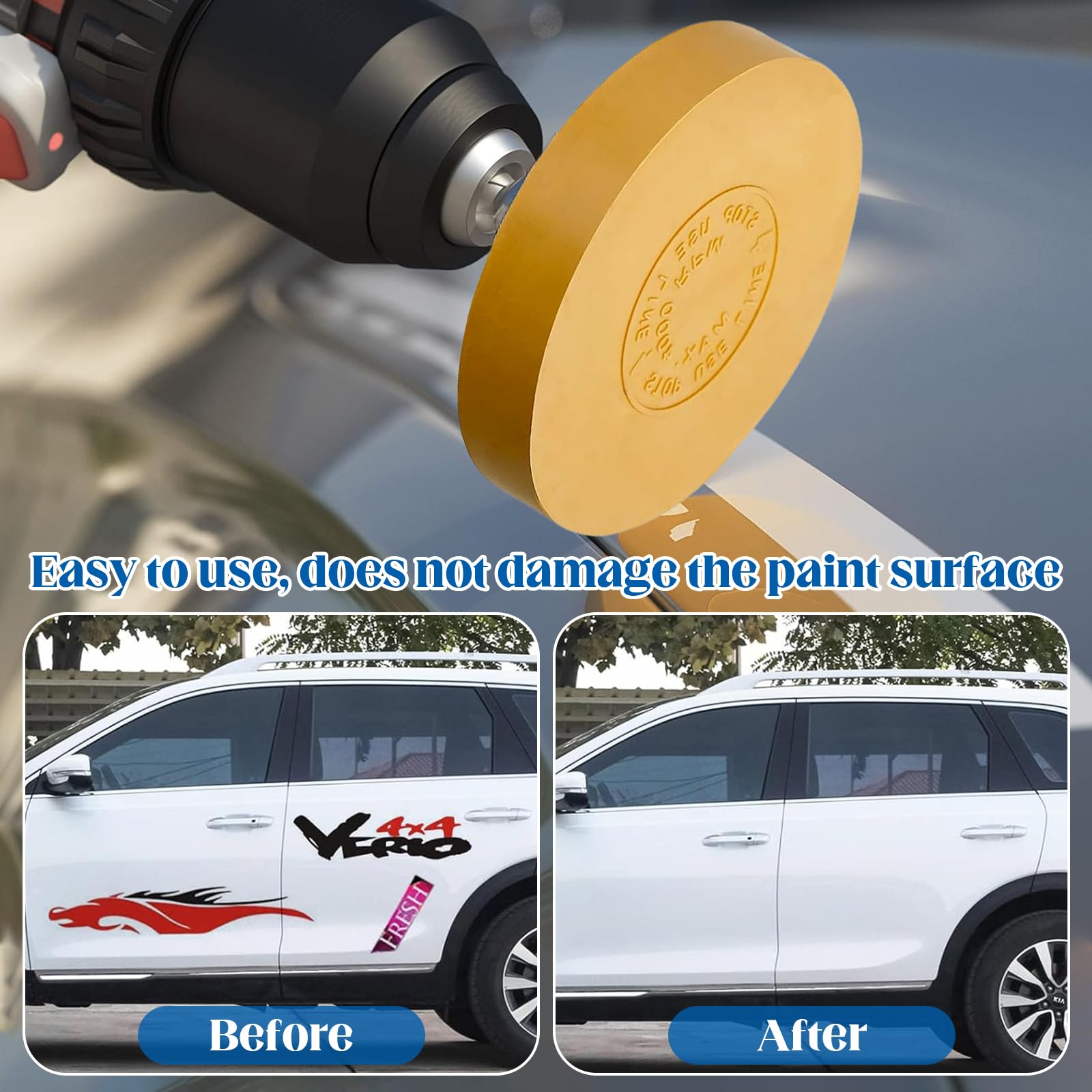 Gomme Abrasive Décalque Pour Voiture - 2 Pièces 88mm - Pour Retirer Autocollants Et Résidus De Colle - Compatible Perceuse Et Meuleuse