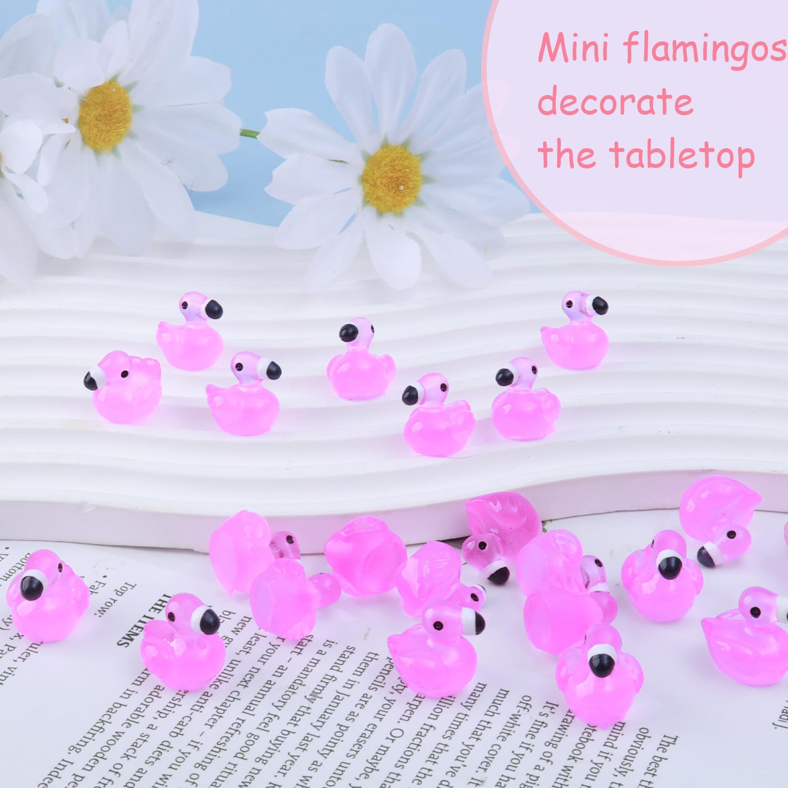 Nain De Jardin Doigt D'honneur Moguri Lot De 50 Mini Flamants Roses En Ru00e9sine, Flamant Rose 100 Canards Miniatures