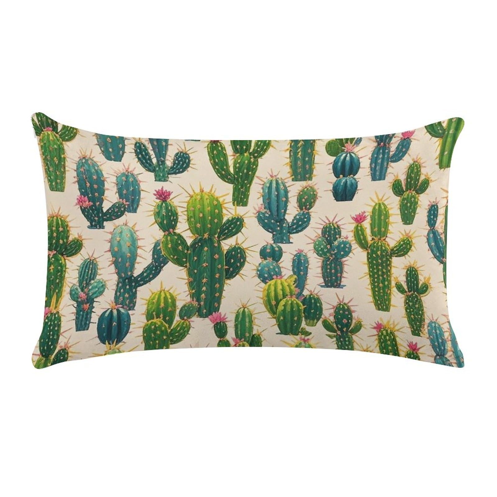 Cactus Pattern Pillow Cases for Sofa, Super Soft Plush Pillow Cover with Zipper, Luxury Cozy Pillow Shams for All Seasons, Lightweight Pillowcases for Bedroom, 12" X 20"