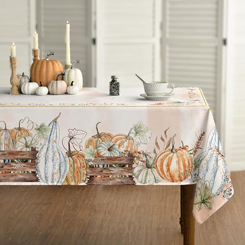 Horaldaily Mantel de otoño de calabaza, 60 x 84 pulgadas, cosecha de Acción de Gracias, vintage, lavable, para decoración de fiestas, pícnic, cenas