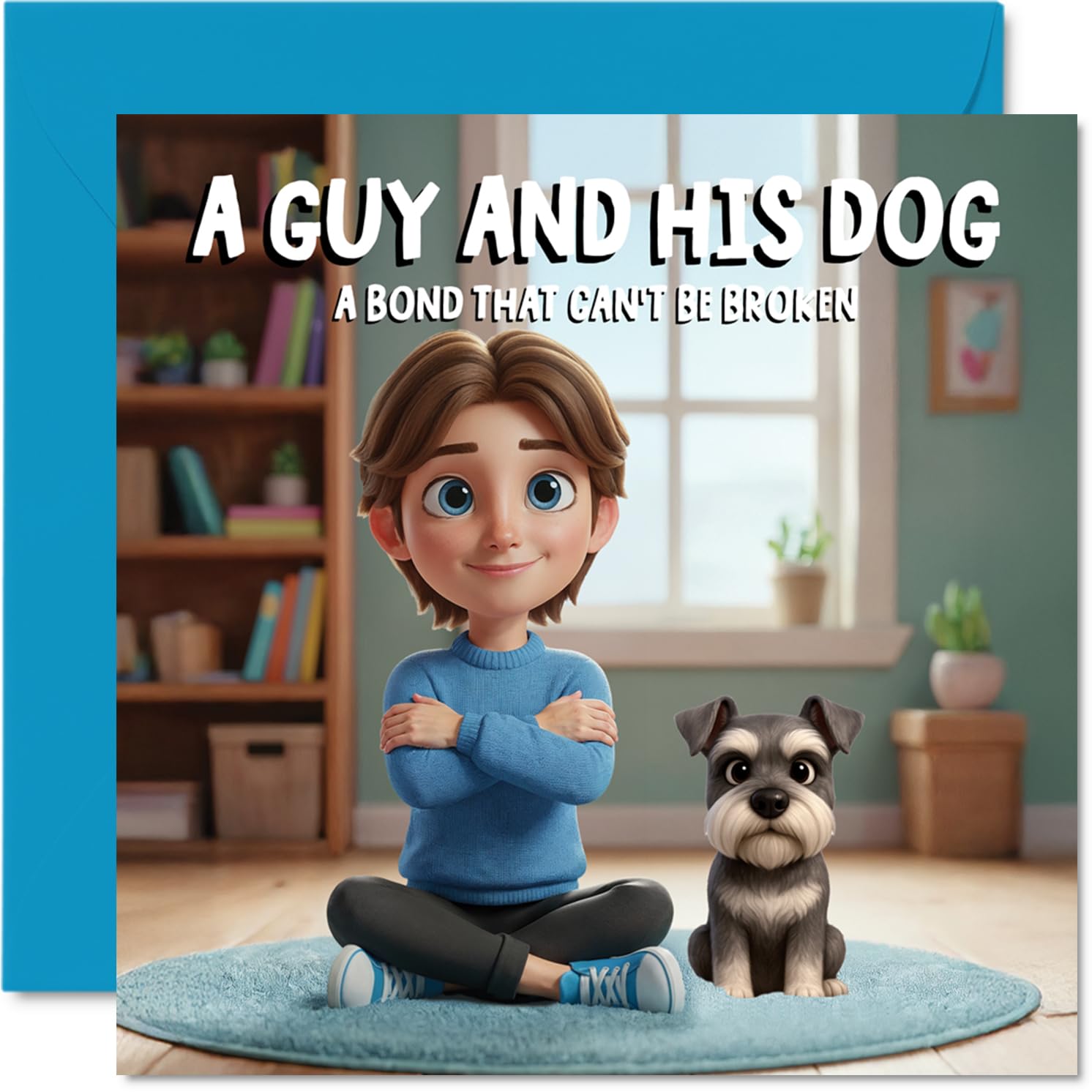 Miniature Schnauzer Birthday Card for Men - A Guy and His Dog - Happy Birthday Card for Men, 145mm Male Greeting Cards