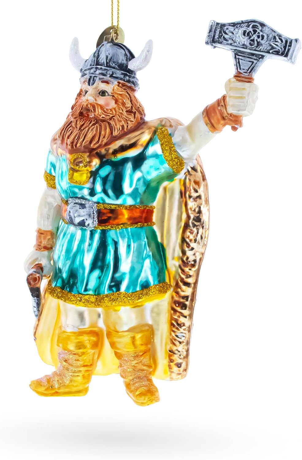Viking Warrior with Hammer Blown Glass Christmas Ornament - Image 4