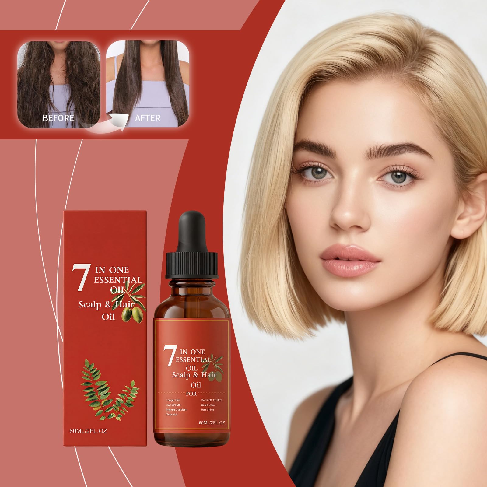 Hair Grow 7 One Essential, naturalne serum do włosów, pielęgnacja kędzierzawych i zniszczonych, w przypadku przerzedzania, naprawia uszkodzenia, lekka, nietłusta formuła, intensywnie pielęgnuje skórę