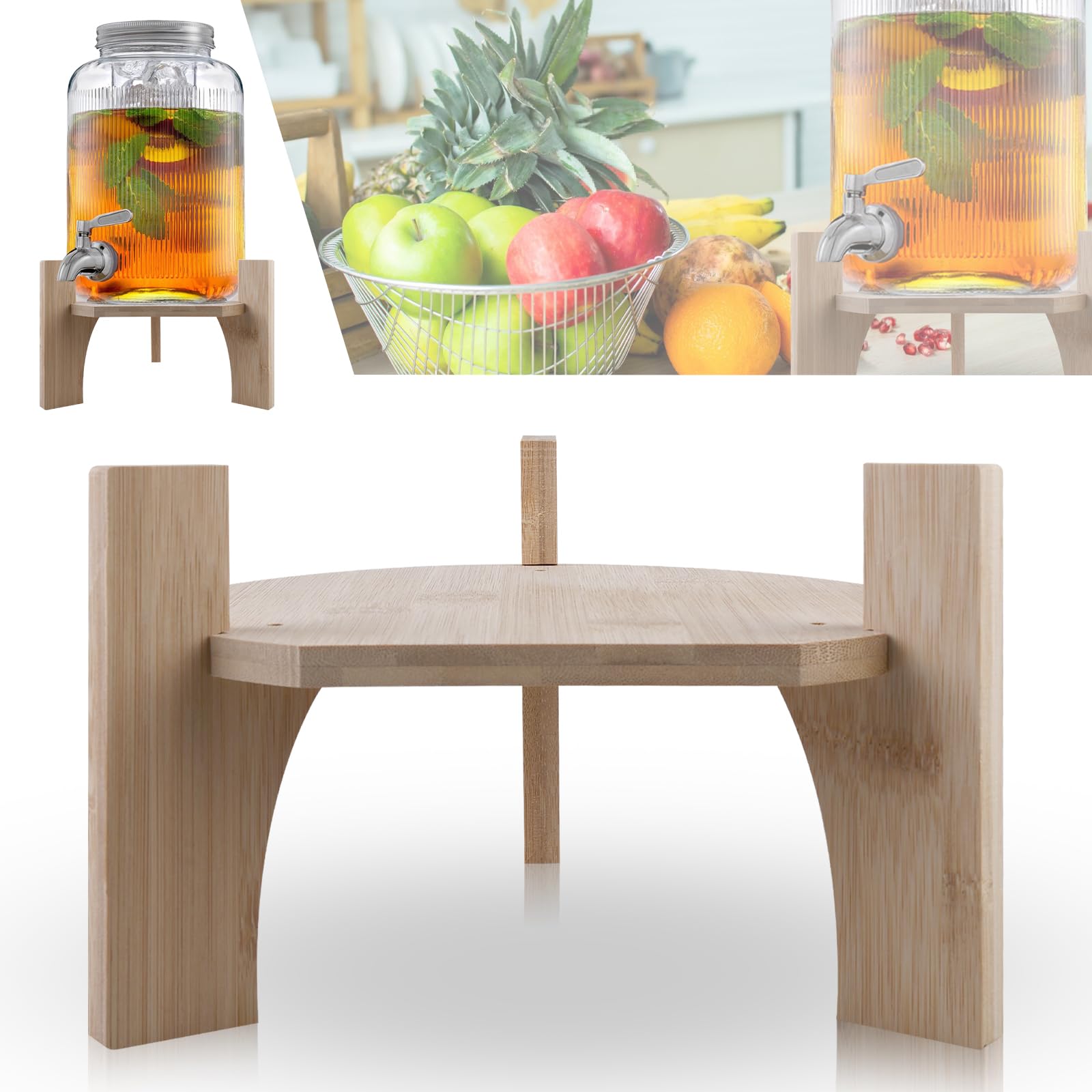 Supporto In Legno Per Dispenser Bevande - Base Stabile Per Brocche E Bottiglie D'Acqua - Foto 7