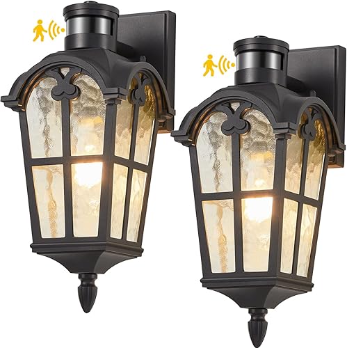 Miniatura 9 de Paquete de 2 luces para exteriores con sensor de movimiento, iluminación al aire libre del atardecer al amanecer, luces de porche al aire libre
