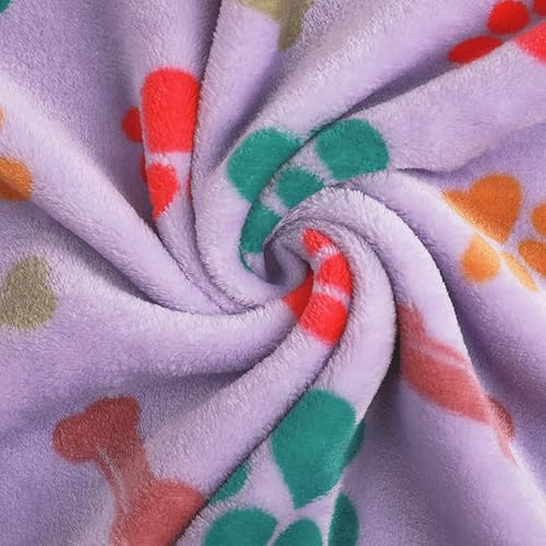 Miniatura 5 de Luciphia 1 paquete de 3 mantas con estampado de pata de hueso de franela de forro polar súper suaves y esponjosas para mascotas, manta para perro o