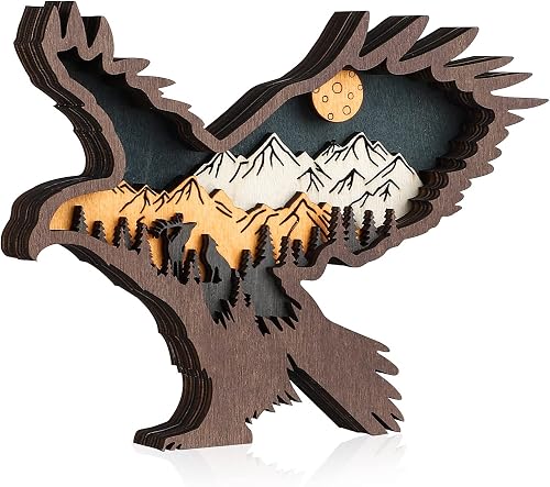 Laozai Wooden Forest Animals Eagle Decor Cabin Rustic Mountain Decor Wall Decorations for Bedroom Living Room Table Decorative