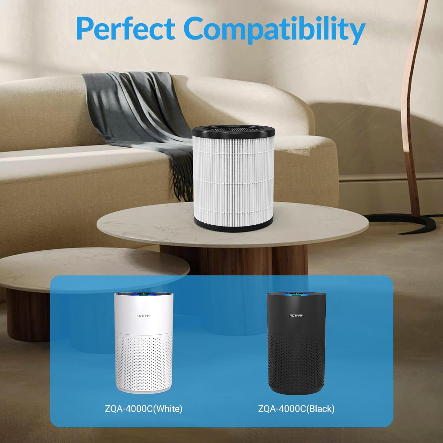 Genuine ZQA-4000C Replacement Filter for ADTARK Air Purifier, H14 True HEPA 3-in-1 Filter, High-Efficiency Purification, 2 Pack - Image 4