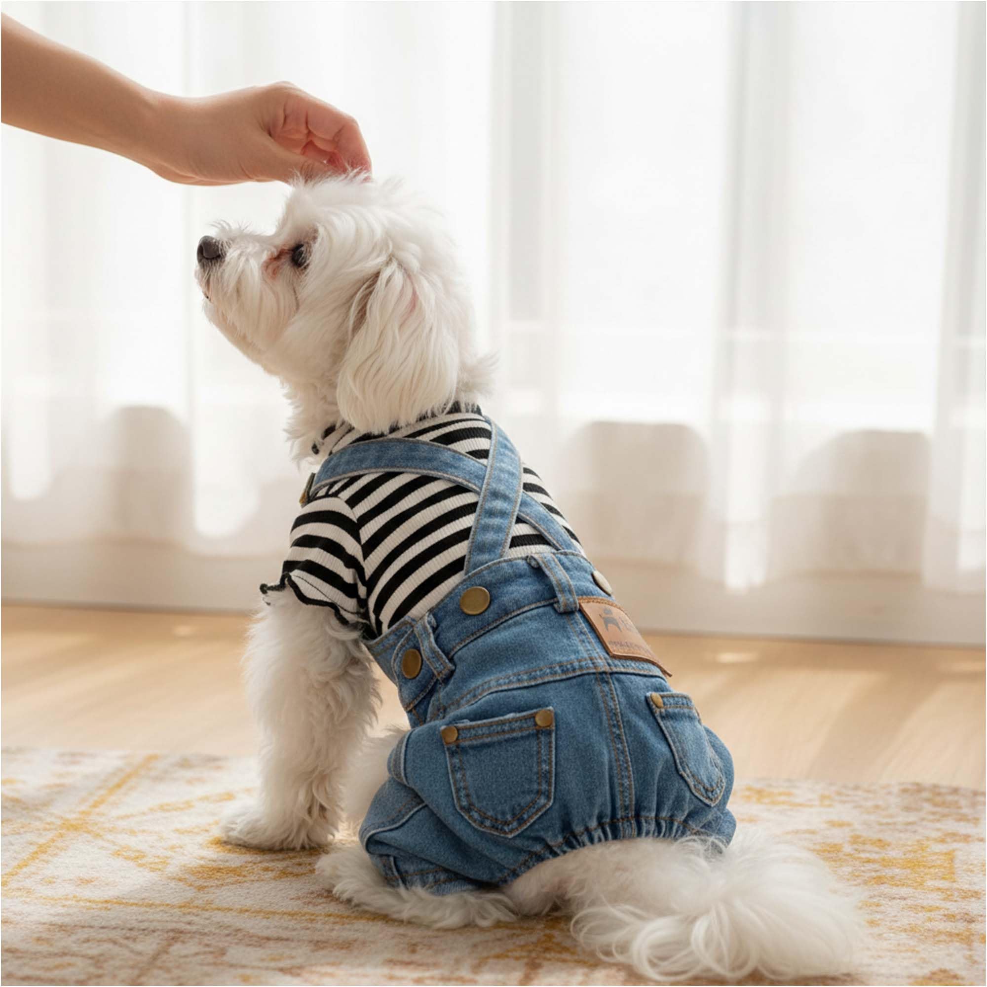 FLAdorepet Classic Dog Denim Jumpsuit Overalls,Dog Pet Cat Jeans
