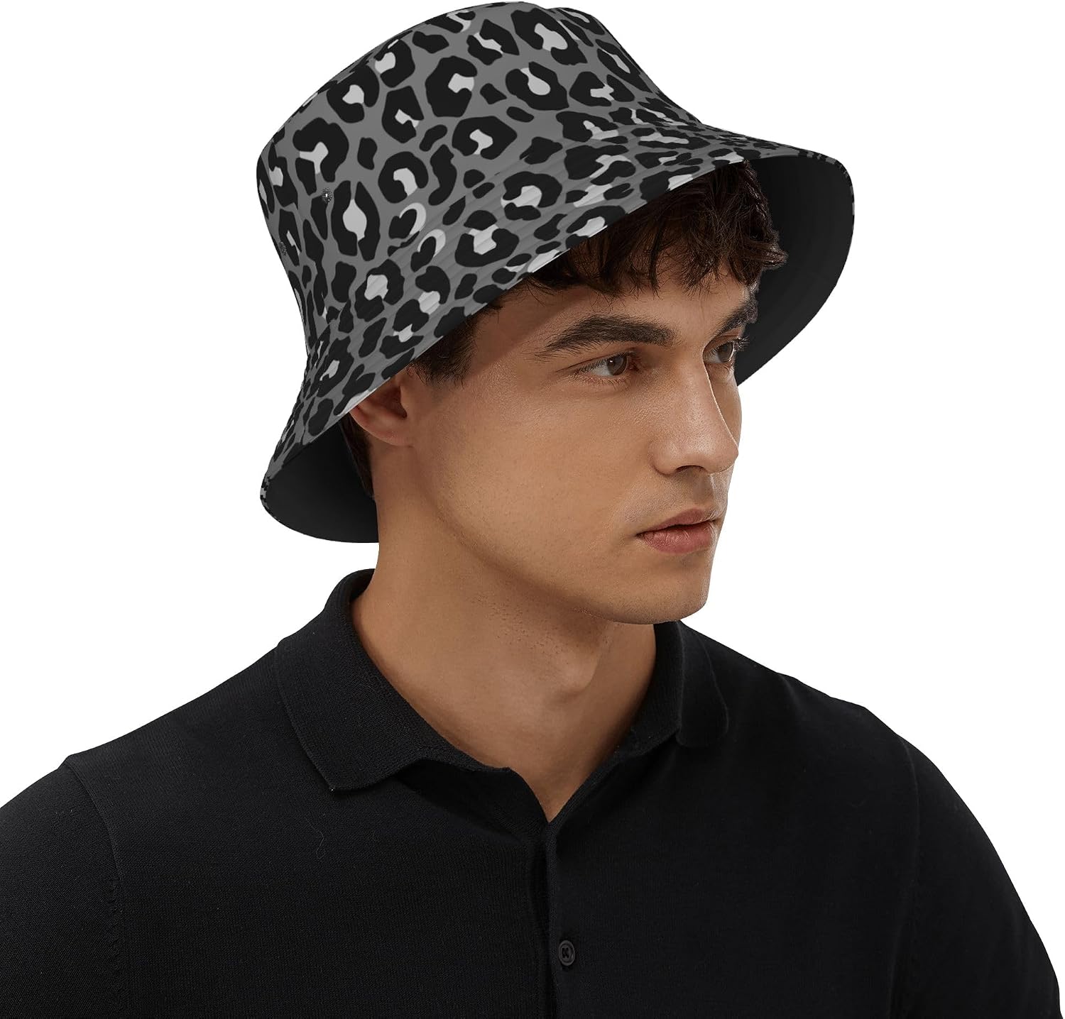 Leopard Print Bucket Hat Packable Sun Hats Fishing Cap for Women Men Beach Summer Outdoor Hiking