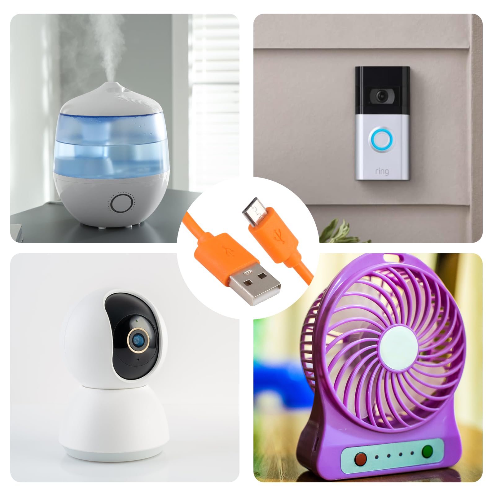 Cavo USB Di Ricarica Originale Ring Per Faretto E Campanello – Solo Cavo, Per 2 Batterie