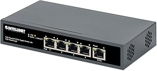 Intellinet PoE++ Powered 5 Port Gigabit Ethernet Switch with PoE Passthrough - 65W Power Budget via AC Power & 95W Power Budget via POE PD, Wall Mountable, Fanless & Quiet–3 Yr Mfg Warranty-561808