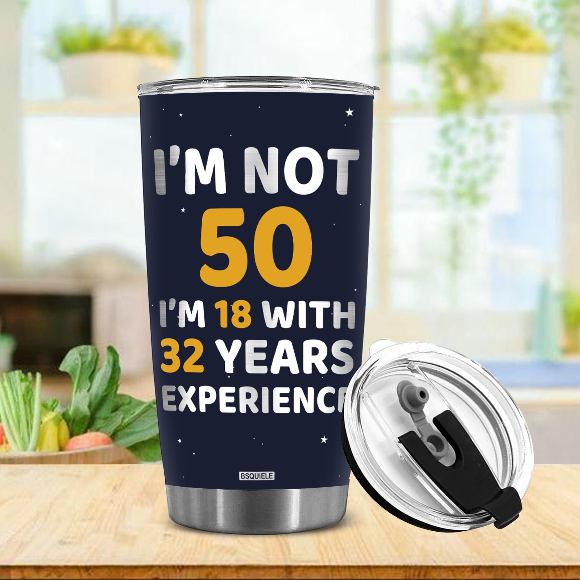 BSQUIELE 50th Birthday Gifts for Women, Men, Dad Mom, 1974 Birthday Gifts Tumbler for Women, 50 Years Old Birthday Gift Travel Cup for Wife, Friend Sister, Her, Brother, Colleague Coworker, Christmas