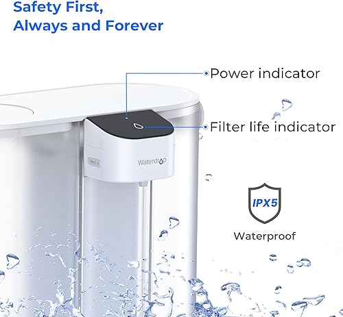 Miniatura 9 de Waterdrop Jarra de filtro de agua eléctrica compacta, dispensador potente instantáneo recargable de 200 galones, NSF/ANSI 42&53&401, reduce PFAS