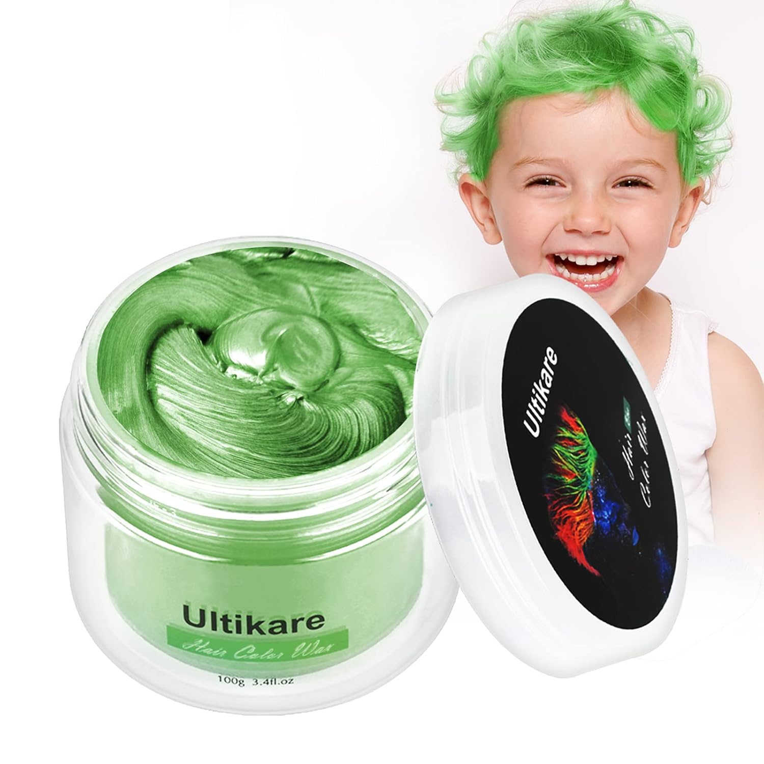 Green Hair Dye Wax, Ultikare Temporary Hair Color for Kids 3.4 Fl Oz Washable