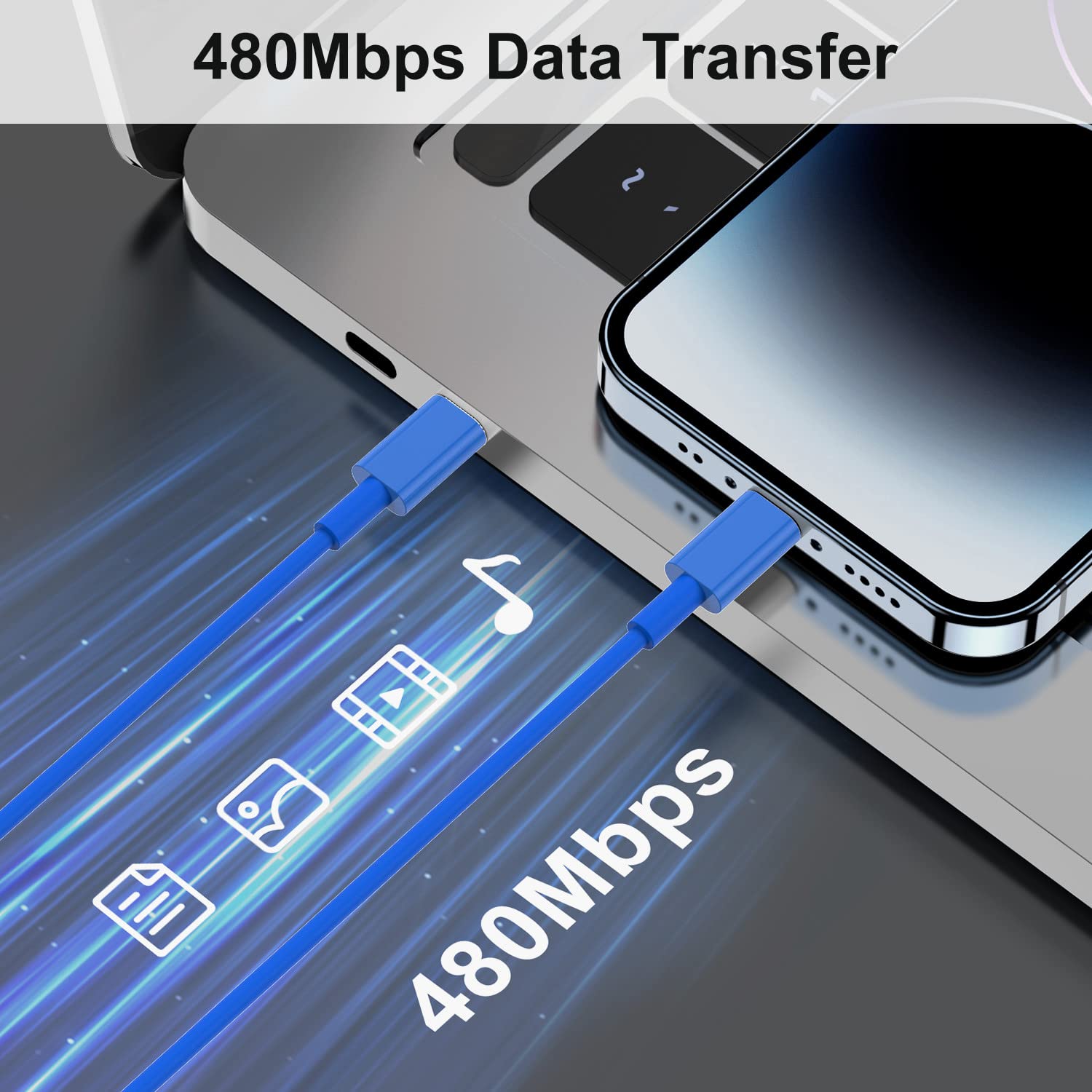 Amazon.com: 2Pack Blue Fast Charger Cable 6ft [Apple MFi